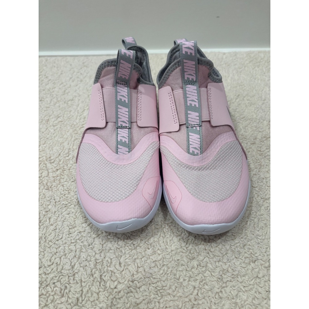 Nike Flex Runner GS Kids Pink Grey Slip On Running Shoes AT4663-609 Size 2.5Y